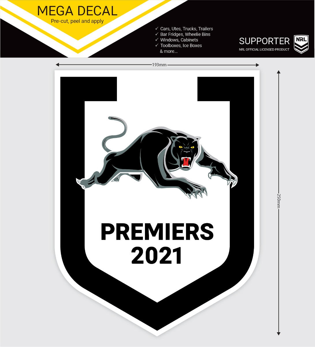 PRE ORDER - Penrith Panthers 2021 NRL Premiers Mega Window Decal Spot Sticker
