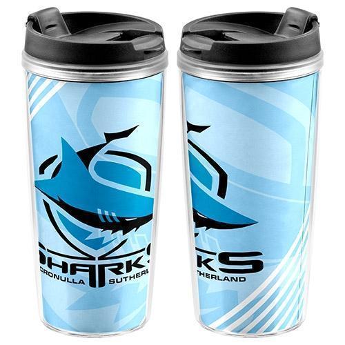 NRL Cronulla Sharks Plastic 250ml Travel Mug