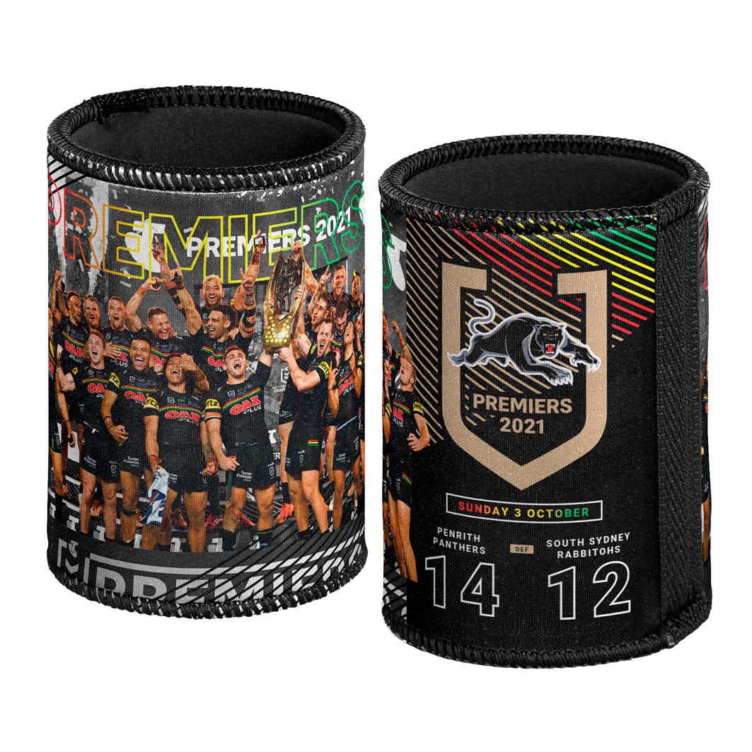 PRE ORDER - Penrith Panthers 2021 NRL Premiers Team Image Can Cooler Stubby Holder