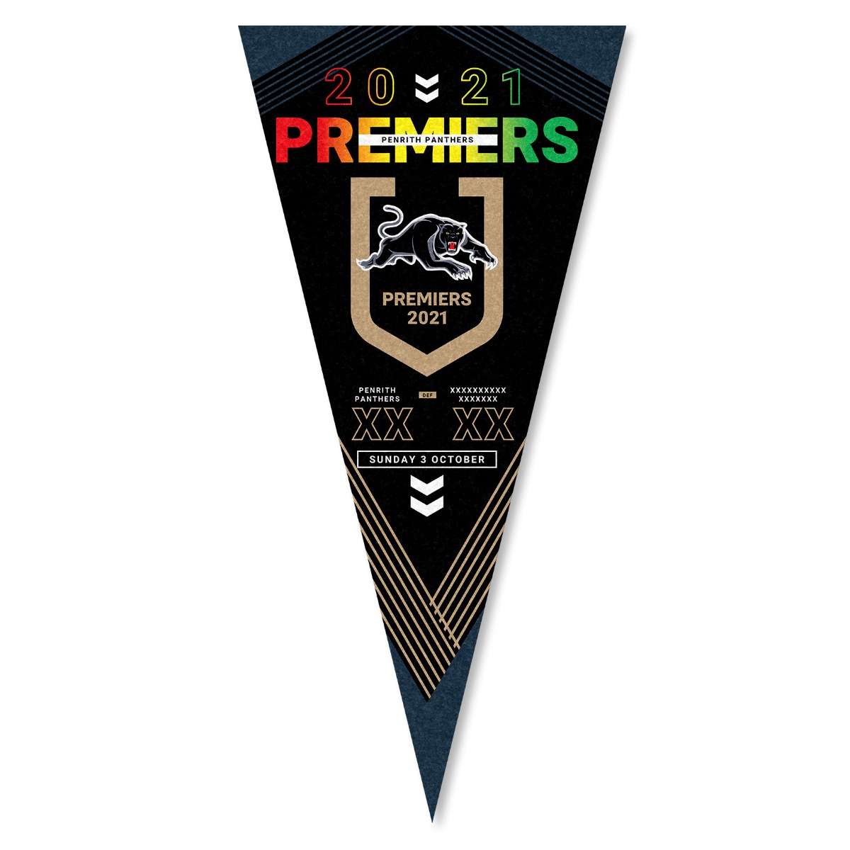 PRE ORDER - Penrith Panthers 2021 NRL Premiers Felt Wall Pennant Banner Flag