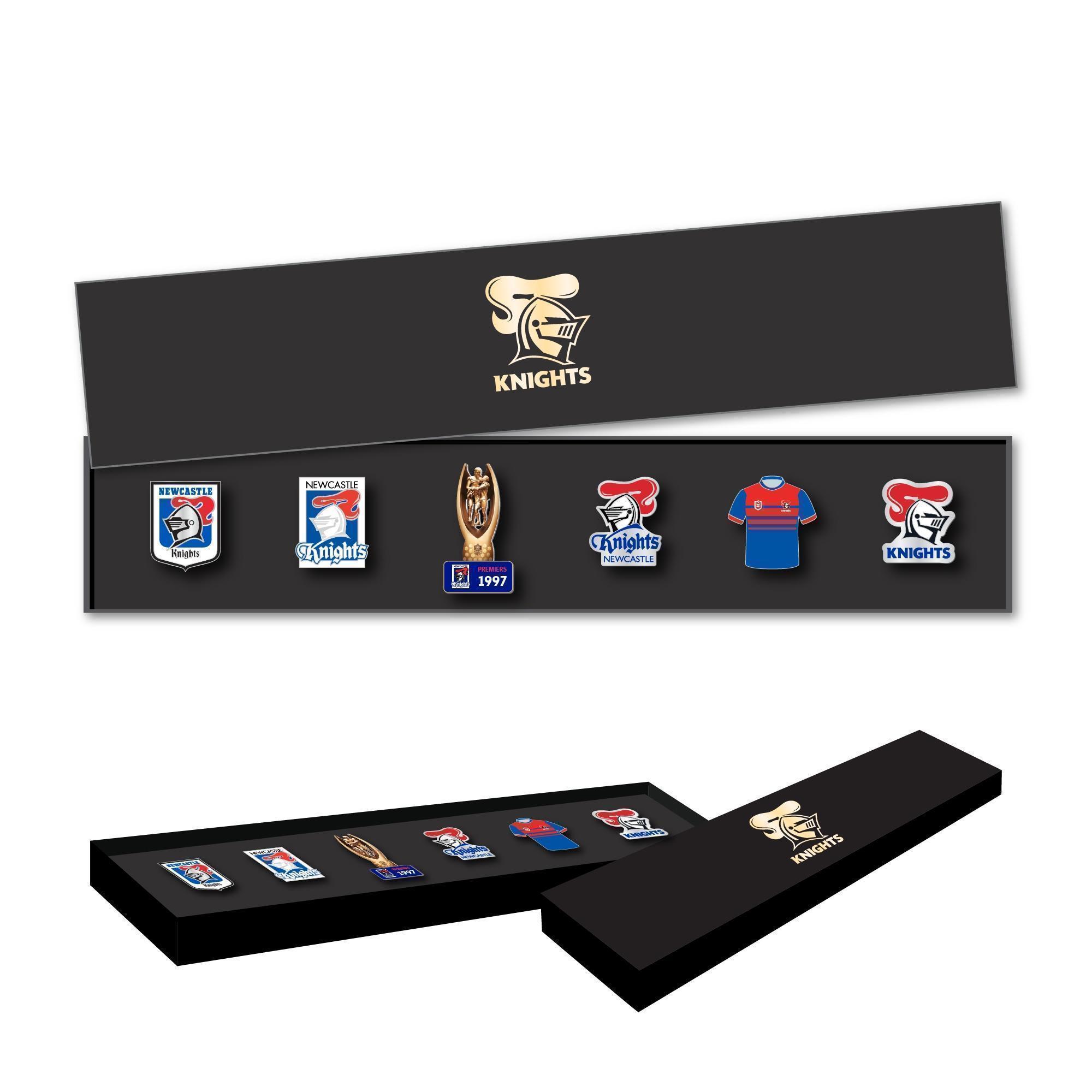 PRE ORDER - Newcastle Knights NRL Team Set Of 6 Pin Collection Set In Presentation Box (Full Price $69.99) *Price Subject To Change
