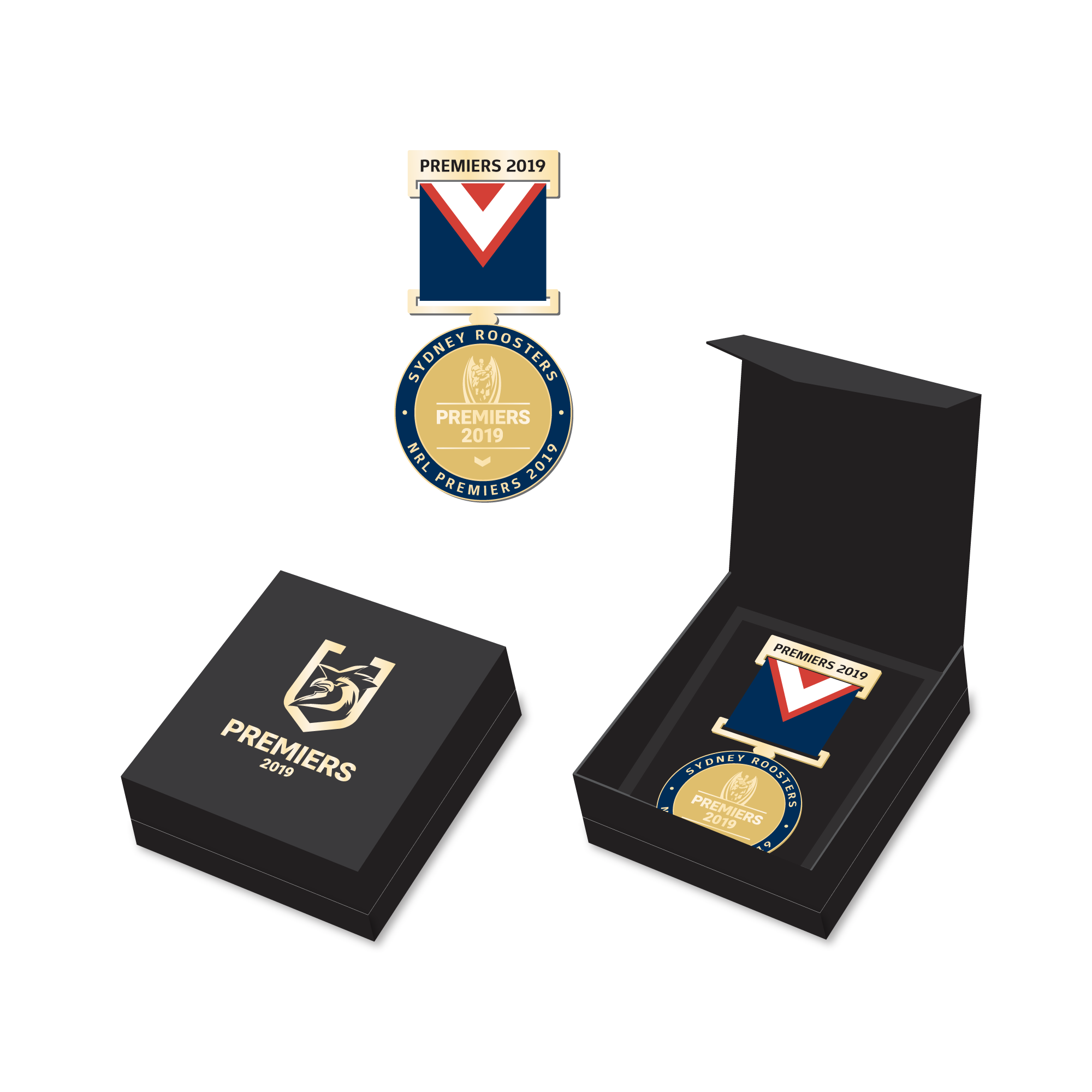 Sydney Roosters 2019 Premiers Boxed Medal Pin