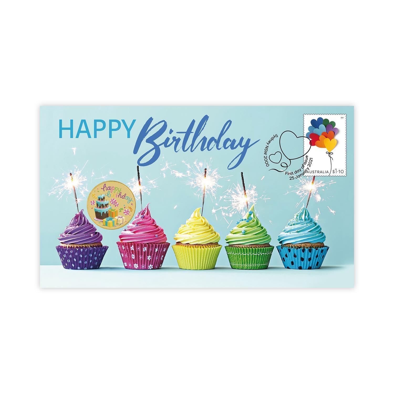 2021 $1 Happy Birthday Memorable Moments Stamp & Coin Cover PNC