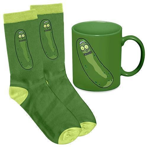 Rick And Morty TV Show Pickle Rick 330ml Ceramic Coffee Tea Mug Cup And Jacquard Knit Socks to fit Adult (7-11) Sock Gift Pack