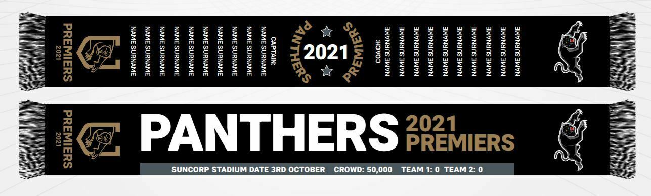 PRE ORDER - Penrith Panthers 2021 NRL Premiers Acrylic Scarf