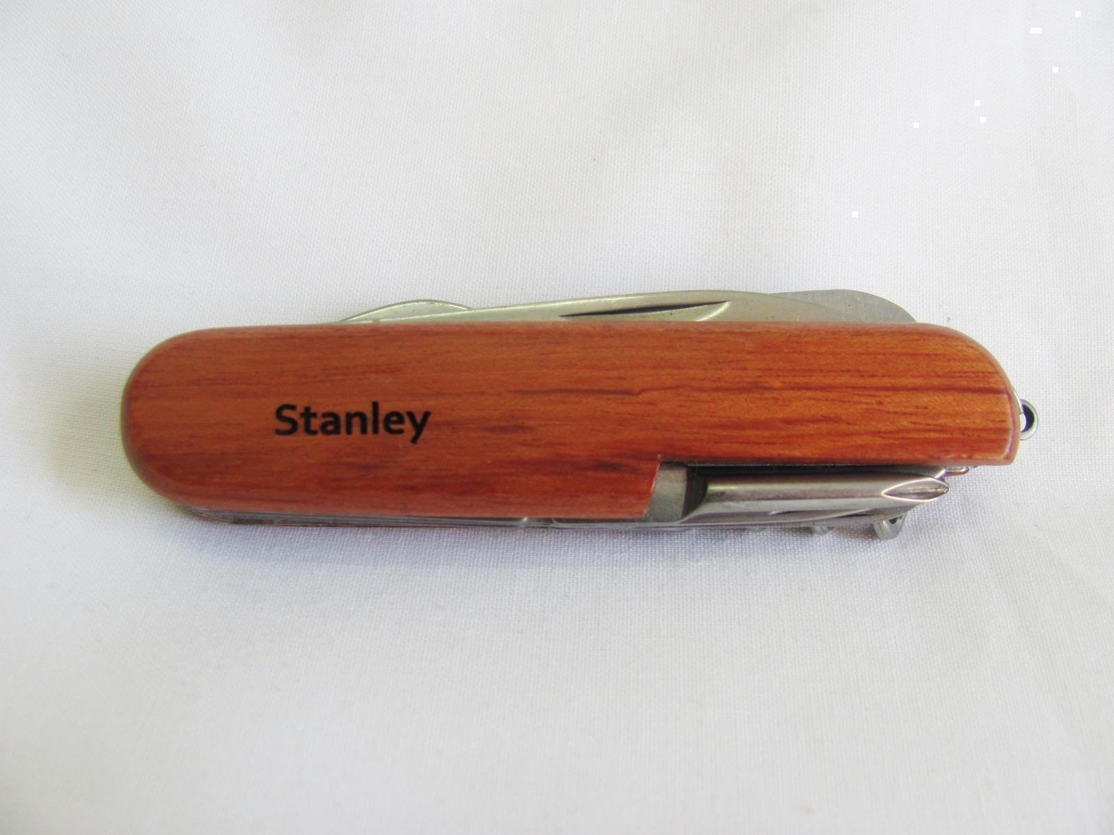 Stanley Name Personalised Wooden Pocket Knife Multi Tool With 10 Tools / Accessories