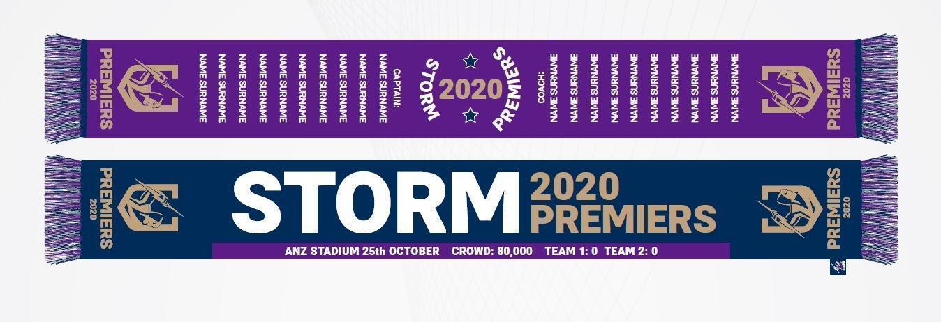 Melbourne Storm 2020 NRL Premiers Football Scarf Commemorative Collectors Item