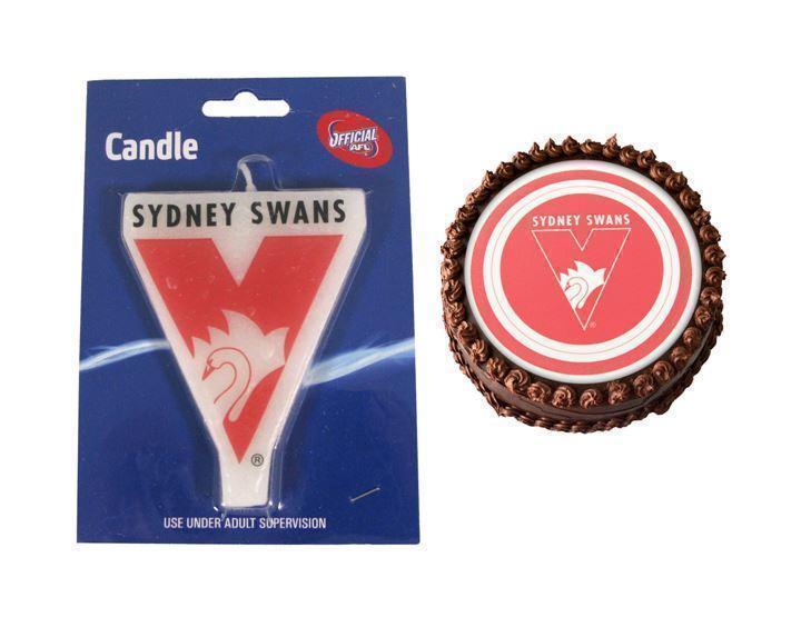 Set Of 2 AFL Sydney Swans Candle & Edible Icing Image