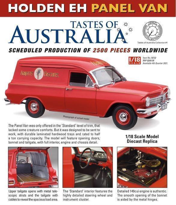 PRE ORDER - Holden EH Panel Van Tastes Of Australia Collection #1 Arnotts' Biscuits 1:18 Scale Die Cast Model Car (FULL PRICE - $289.00)