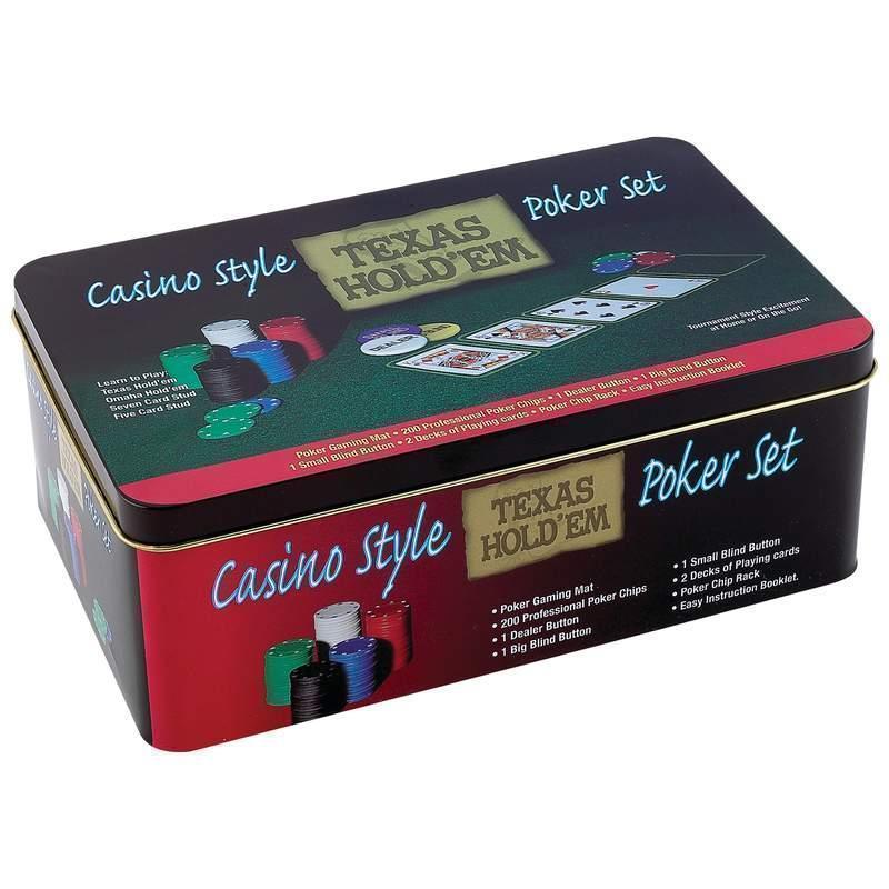 Casino Style Texas Hold'em Poker Set Card Game in Tin